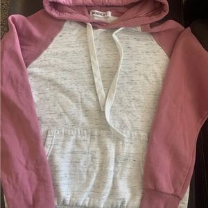 Large color block hoodie pink grey